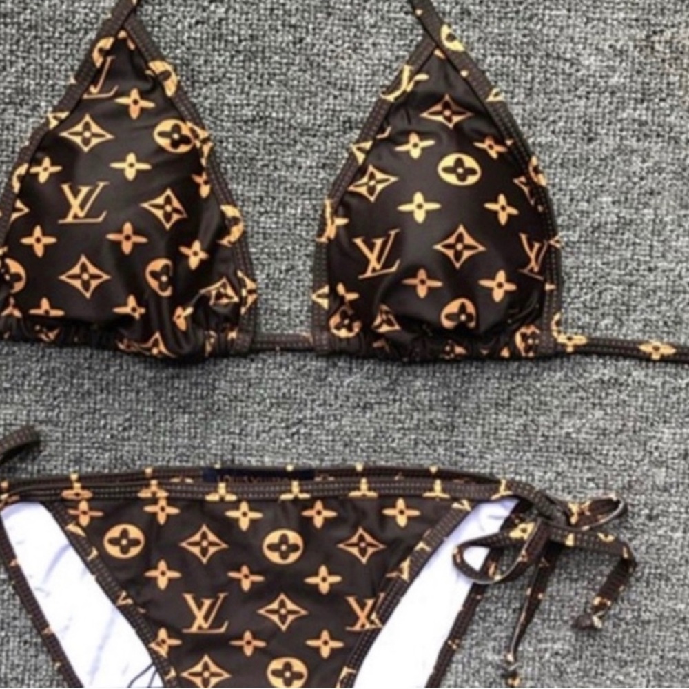 Glamorous Gold and Brown Bikini for Chic Swim Style